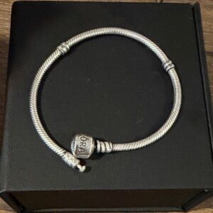 Pandora Moments Sterling Silver Barrel Clasp Snake Chain Bracelet